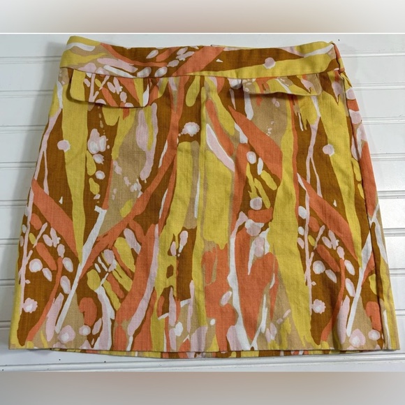 J. Crew Limoncello Mini Skirt Womens Size 8 Orange Yellow Brown Zipper - Picture 3 of 16